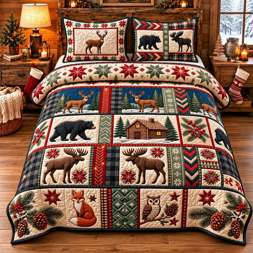 Woodland Patchwork 3-Piece Quilted Bedding Set GFTOMA15326