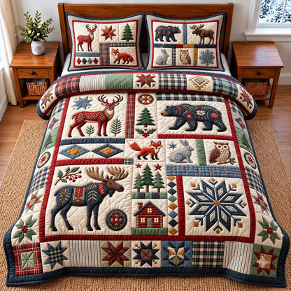 Wildlife Patchwork 3-Piece Quilted Bedding Set GFTOMA15328