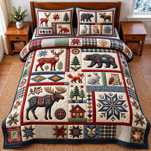 Wildlife Patchwork 3-Piece Quilted Bedding Set GFTOMA15328