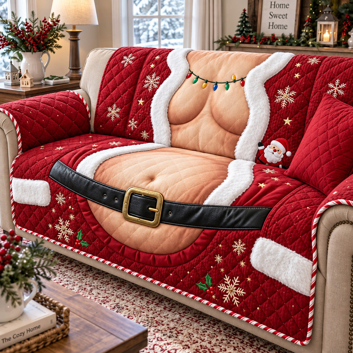 Santa Coat Quilted Sofa Cover GFTOMA15334