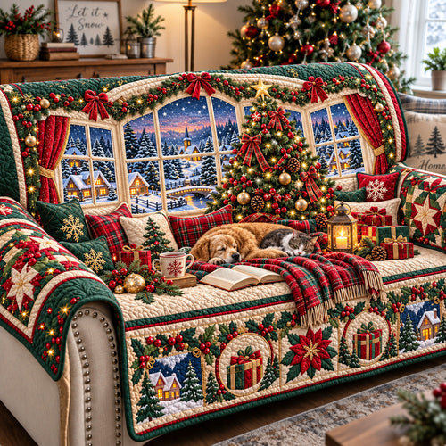 Cozy Christmas Cabin Quilted Sofa Cover GFTOMA15335