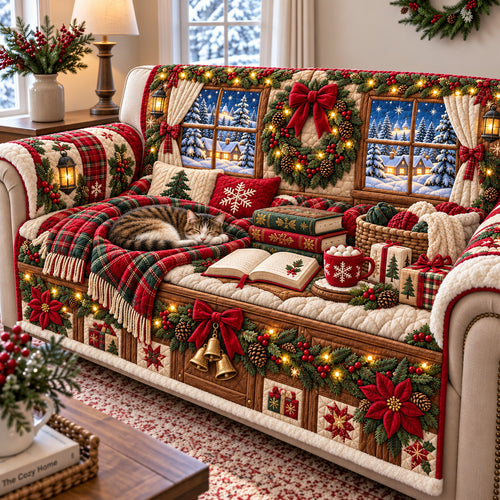 Cozy Christmas Cabin Quilted Sofa Cover GFTOMA15337