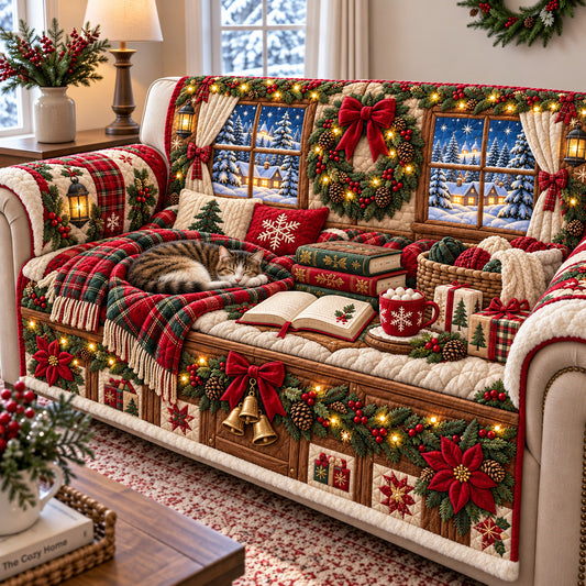 Cozy Christmas Cabin Quilted Sofa Cover GFTOMA15337