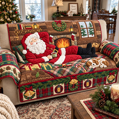 Cozy Santa Quilted Sofa Cover GFTOMA15349