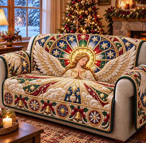 Stained Glass Angel Quilted Sofa Cover GFTOMA15356