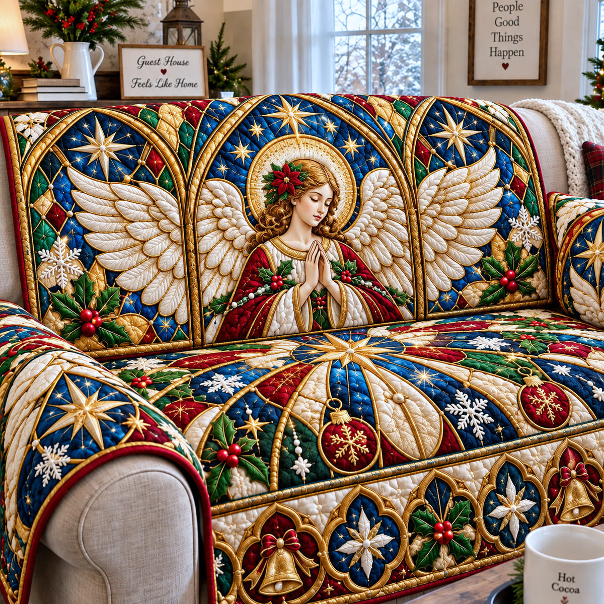 Heavenly Angel Quilted Sofa Cover GFTOMA15357