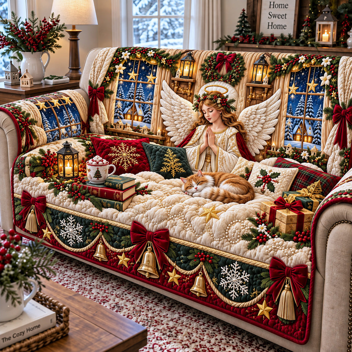 Holiday Angel Quilted Sofa Cover GFTOMA15358