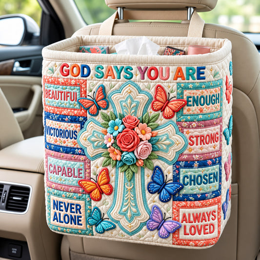 God Says Quilted Car Basket GFTOMA15392