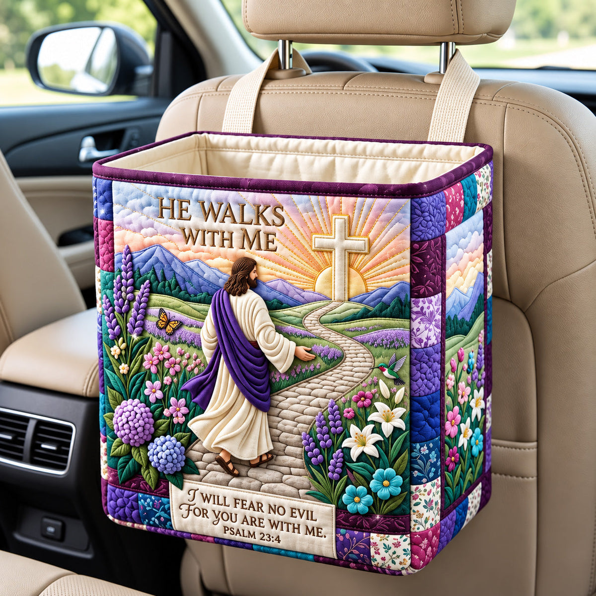 Walk With Jesus Quilted Car Basket GFTOMA15394