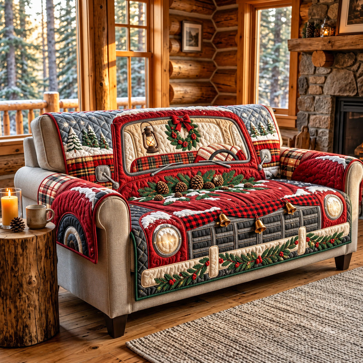Christmas Truck Quilted Sofa Cover GFTOMA15402
