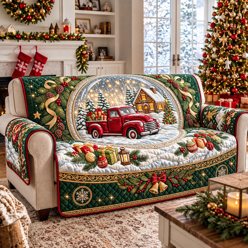 Snow Globe Truck Quilted Sofa Cover GFTOMA15403