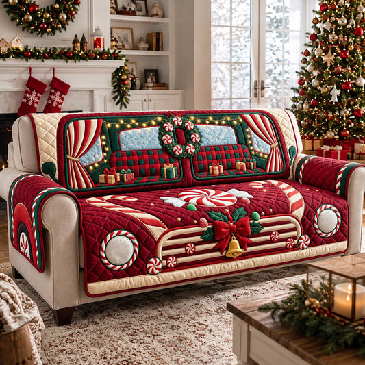 Red Holiday Car Quilted Sofa Cover GFTOMA15405