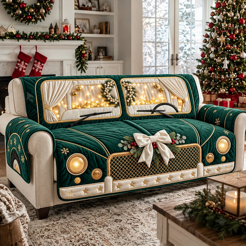 Green Holiday Car Quilted Sofa Cover GFTOMA15406
