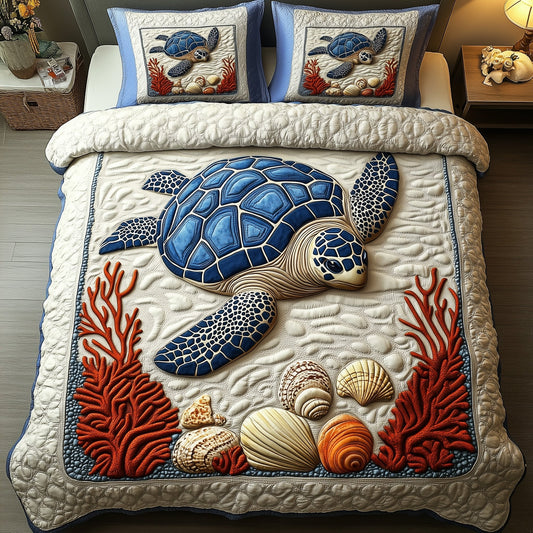 Turtle 3-Piece Quilted Bedding Set GFTOMA1542