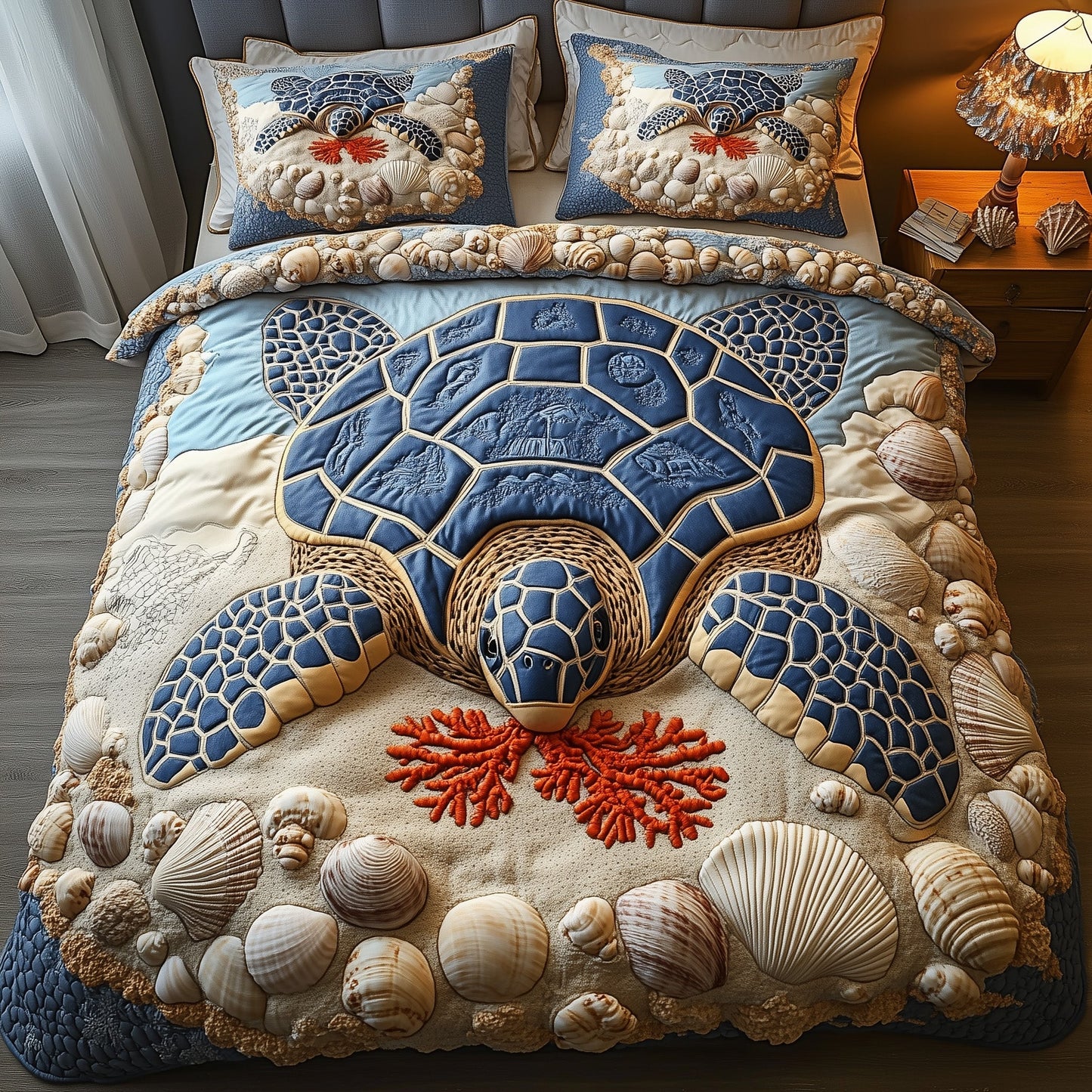 Turtle 3-Piece Quilted Bedding Set GFTOMA1544