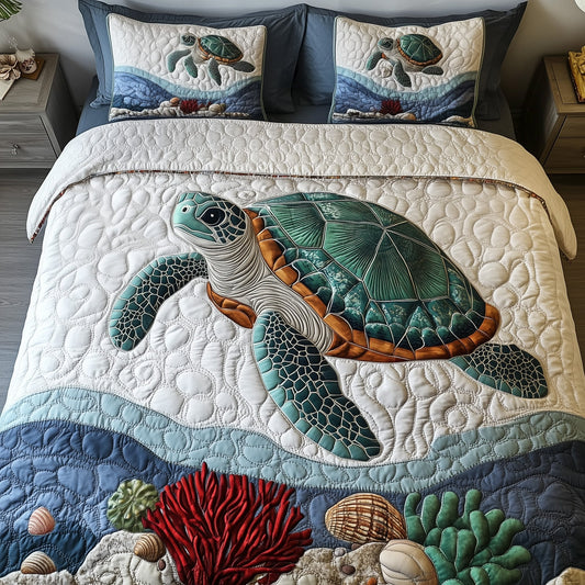 Turtle 3-Piece Quilted Bedding Set GFTOMA1546