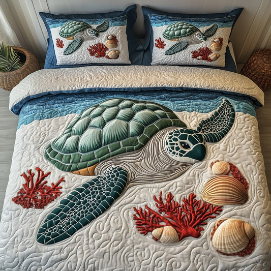Turtle 3-Piece Quilted Bedding Set GFTOMA1547