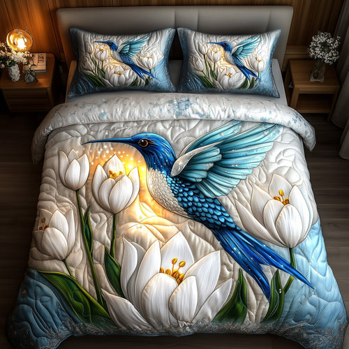 Hummingbird Bloom 3-Piece Quilted Bedding Set GFTOMA1549