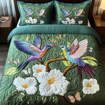Hummingbird Bloom 3-Piece Quilted Bedding Set GFTOMA1551