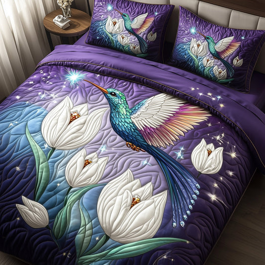Hummingbird Bloom 3-Piece Quilted Bedding Set GFTOMA1552