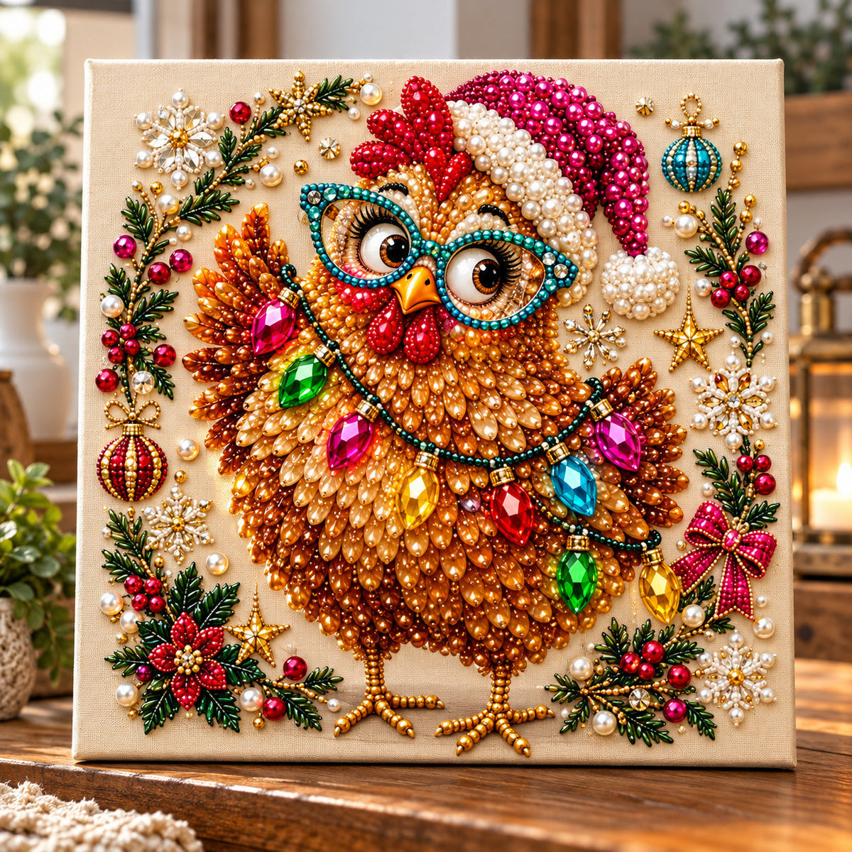 Santa Chicken DIY Diamond Pearl Art Kit GFTOMA15604