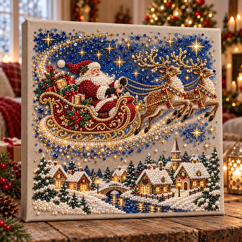Santa Sleigh DIY Diamond Pearl Art Kit GFTOMA15681