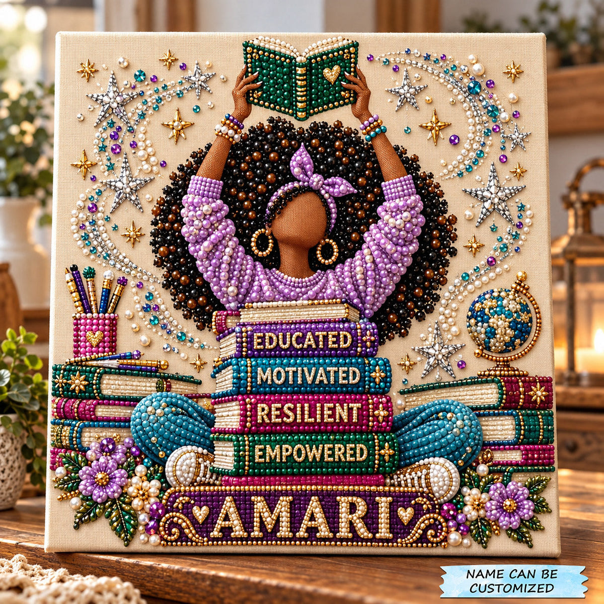 Personalized Melanin Reader DIY Diamond Pearl Art Kit QTCUZ GFTOMA15716