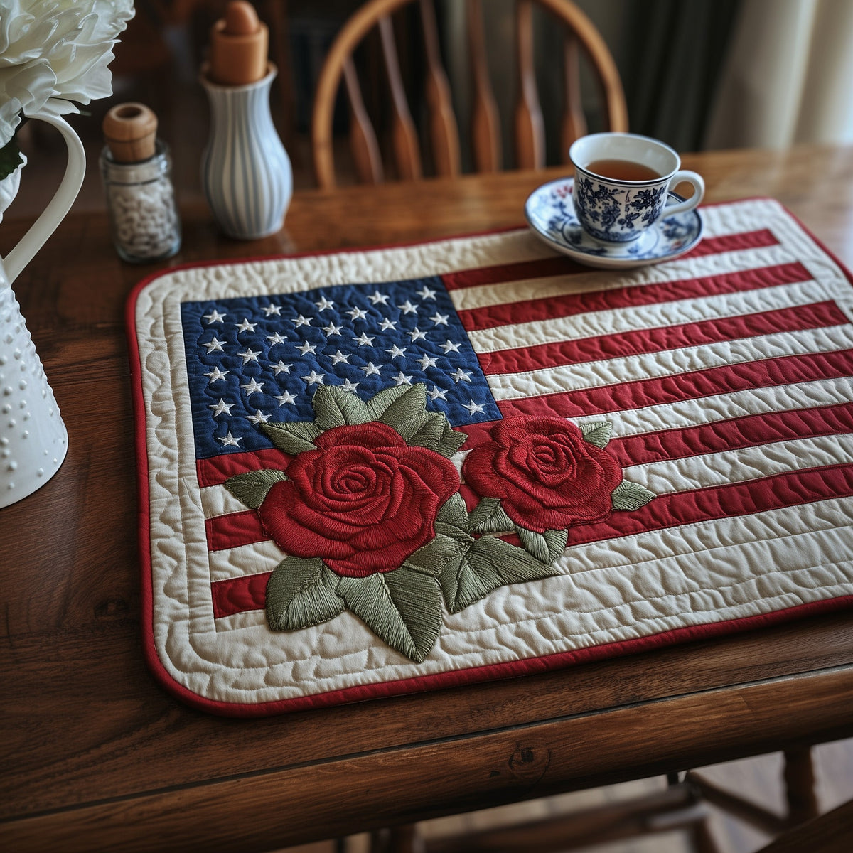 Patriotic Rose Quilted Place Mat GFTOMA1652
