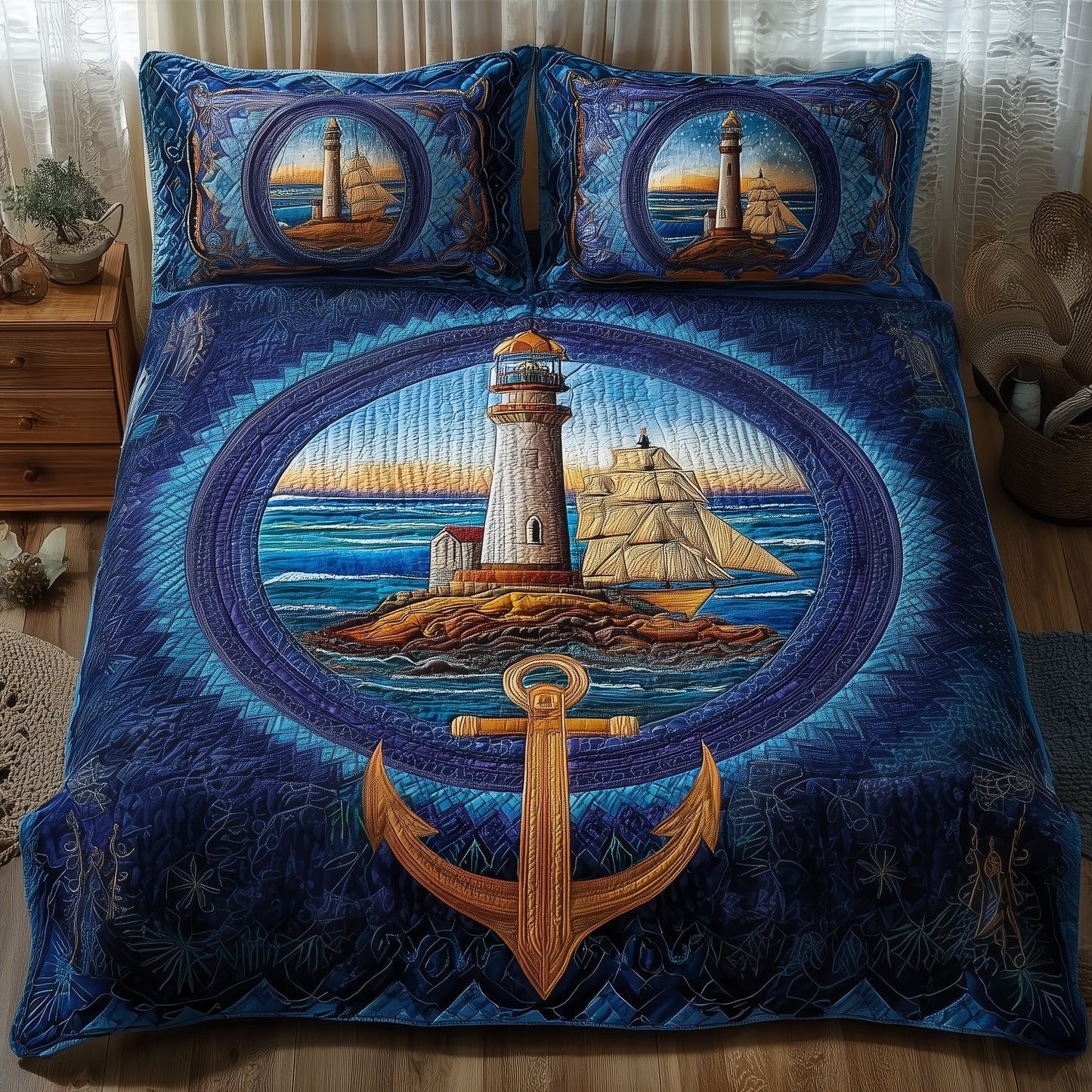 Nautical 3-Piece Quilted Bedding Set GFTOMA1676