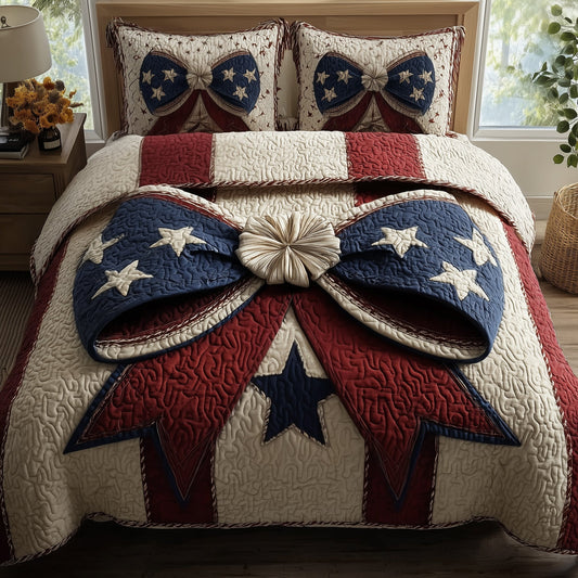 Patriotic Bow 3-Piece Quilted Bedding Set GFTOMA1768
