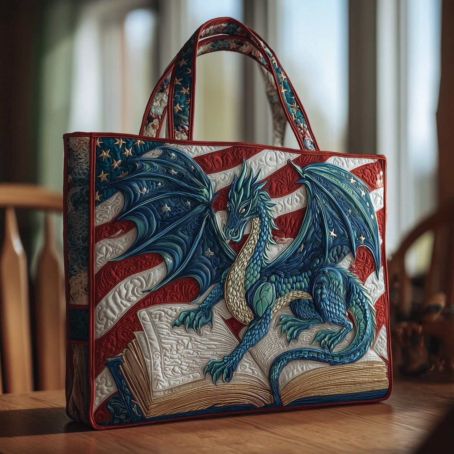 Patriotic Dragon Quilted Tote Bag GFTOMA1844