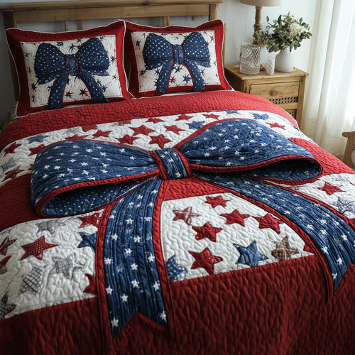 Patriotic Bow 3-Piece Quilted Bedding Set GFTOMA1851