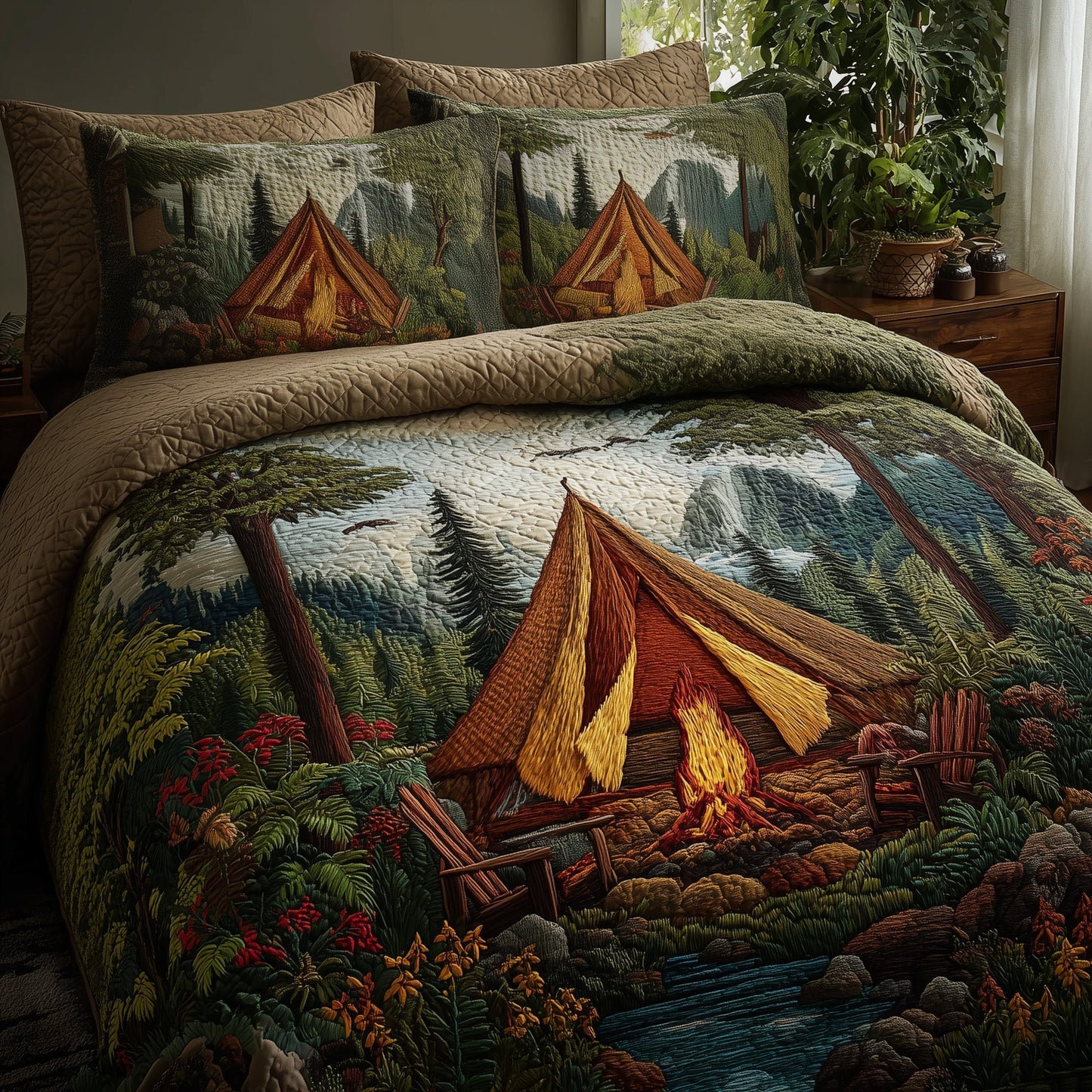 Camping 3-Piece Quilted Bedding Set GFTOMA1887