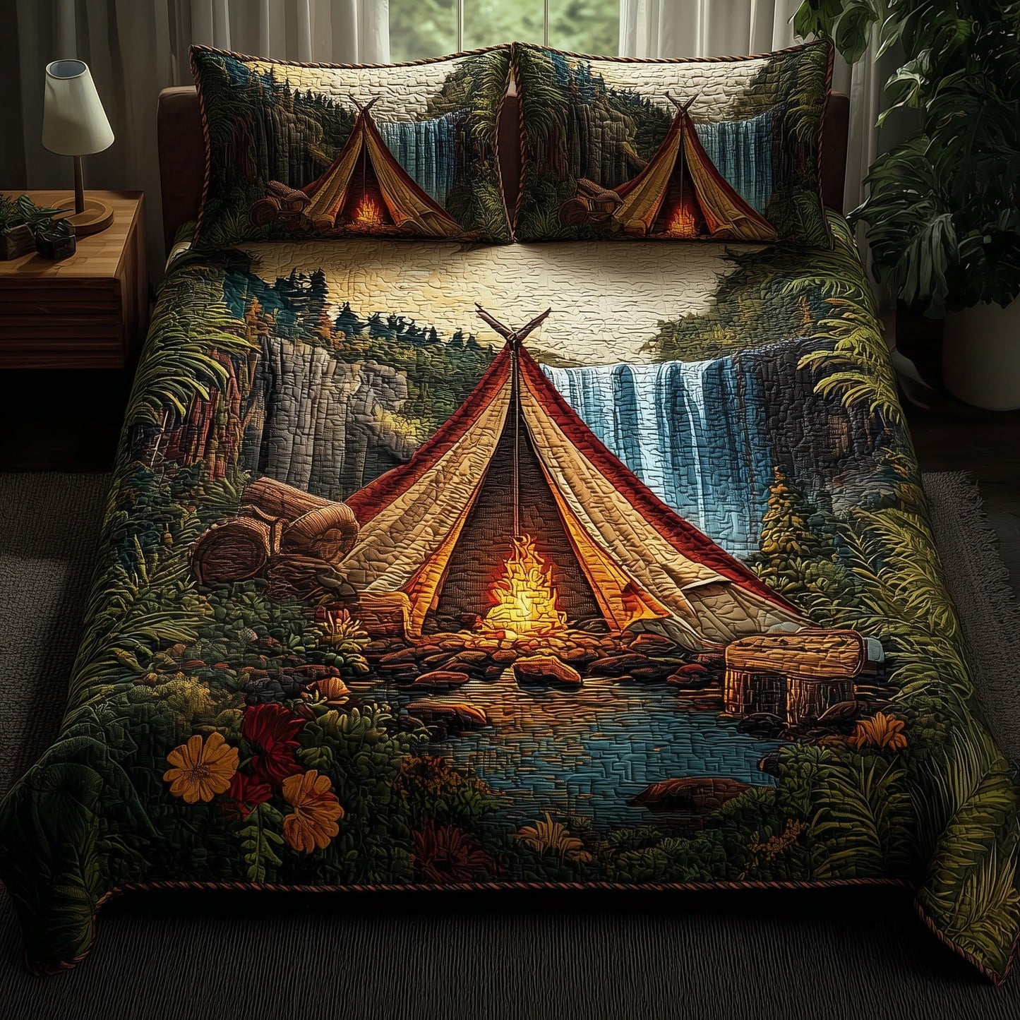 Camping 3-Piece Quilted Bedding Set GFTOMA1889