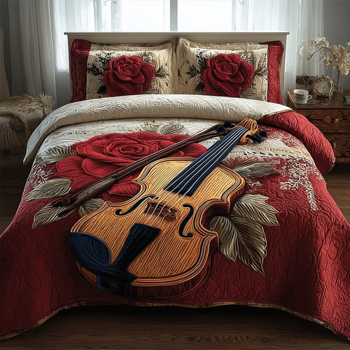 Elegant Violin 3-Piece Quilted Bedding Set GFTOMA1939