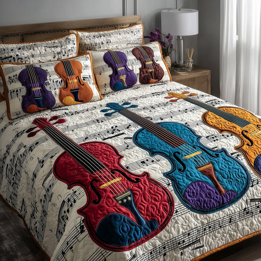Elegant Violin 3-Piece Quilted Bedding Set GFTOMA1941