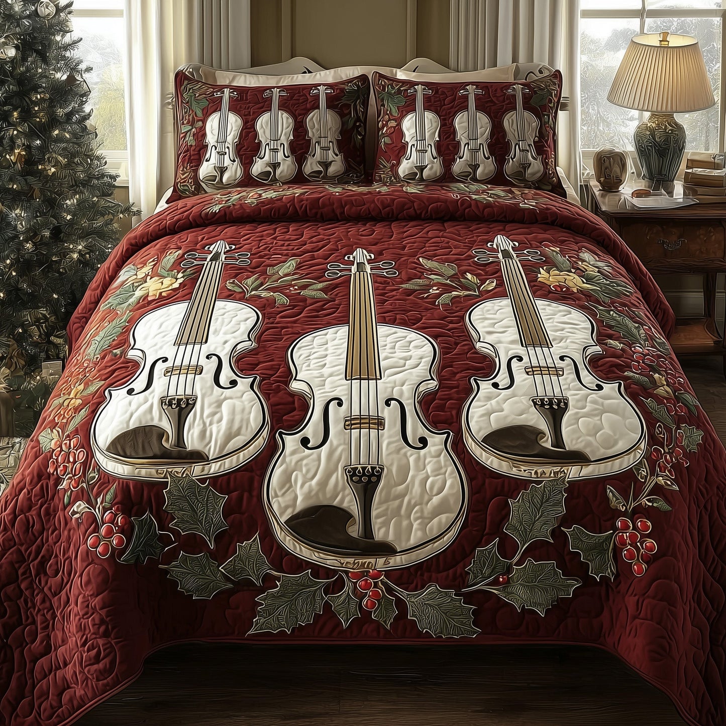 Elegant Violin 3-Piece Quilted Bedding Set GFTOMA1942