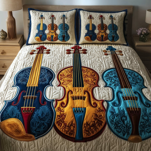 Elegant Violin 3-Piece Quilted Bedding Set GFTOMA1948
