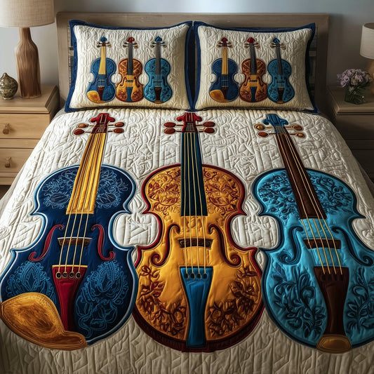 Elegant Violin 3-Piece Quilted Bedding Set GFTOMA1948