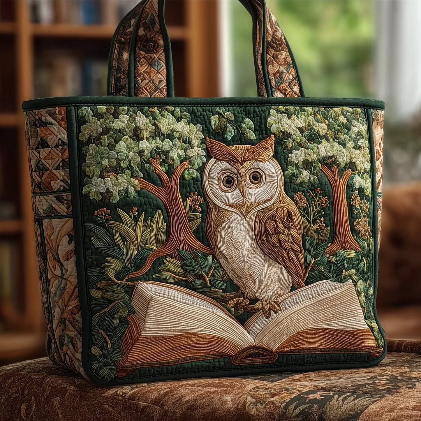 Owl Book Quilted Tote Bag GFTOMA1950