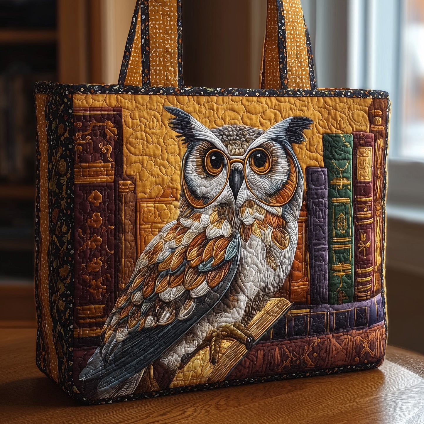 Owl Book Quilted Tote Bag GFTOMA1956