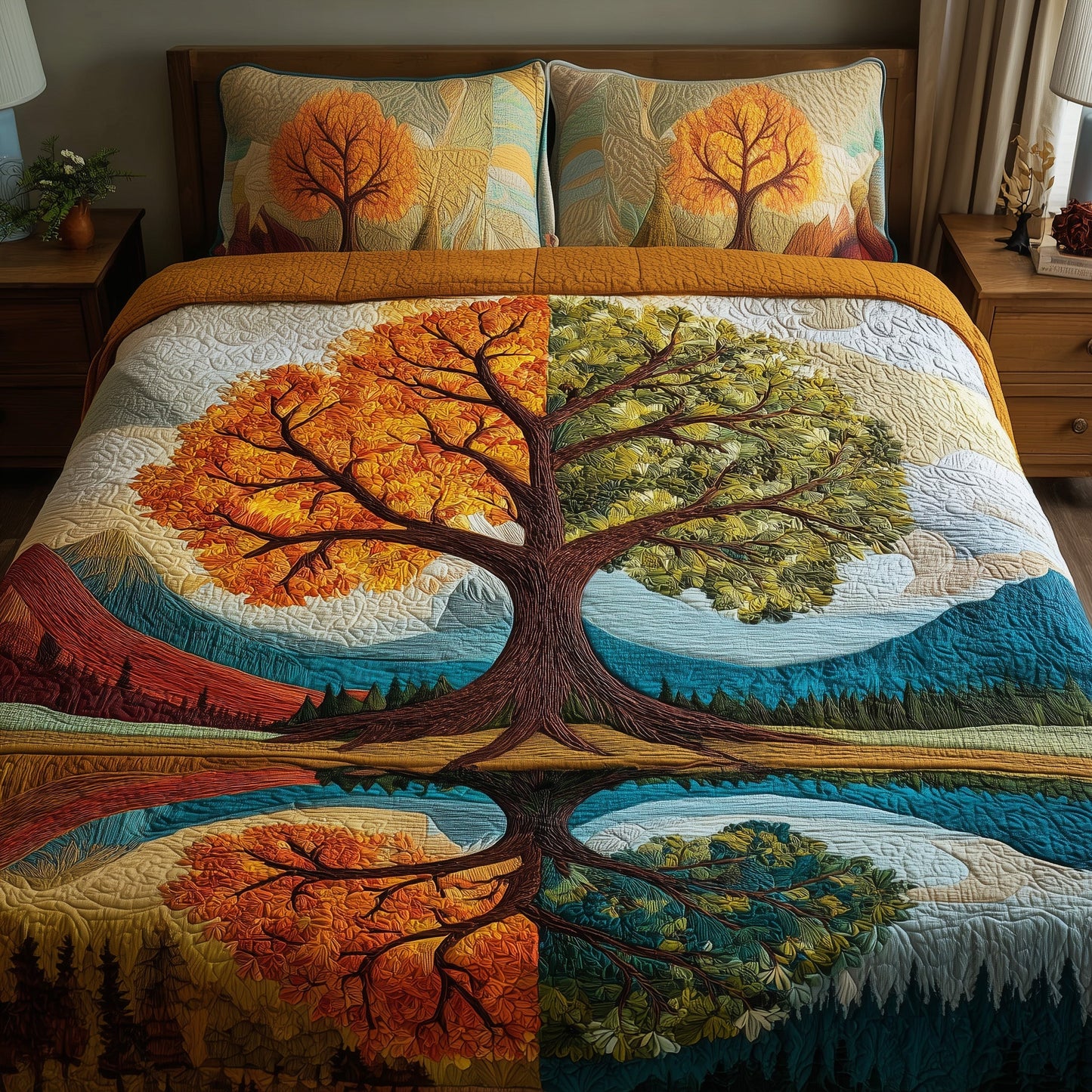 Four Seasons Tree 3-Piece Quilted Bedding Set GFTOMA2002