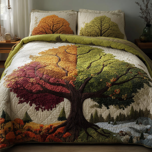 Four Seasons Tree 3-Piece Quilted Bedding Set GFTOMA2004