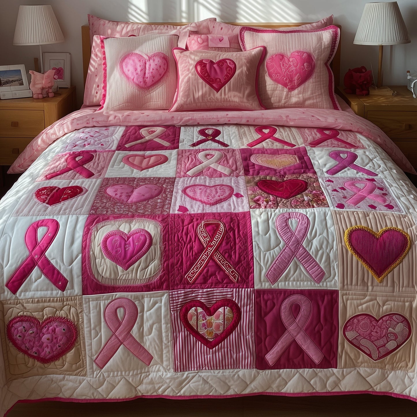Breast Cancer 3-Piece Quilted Bedding Set GFTOMA2058