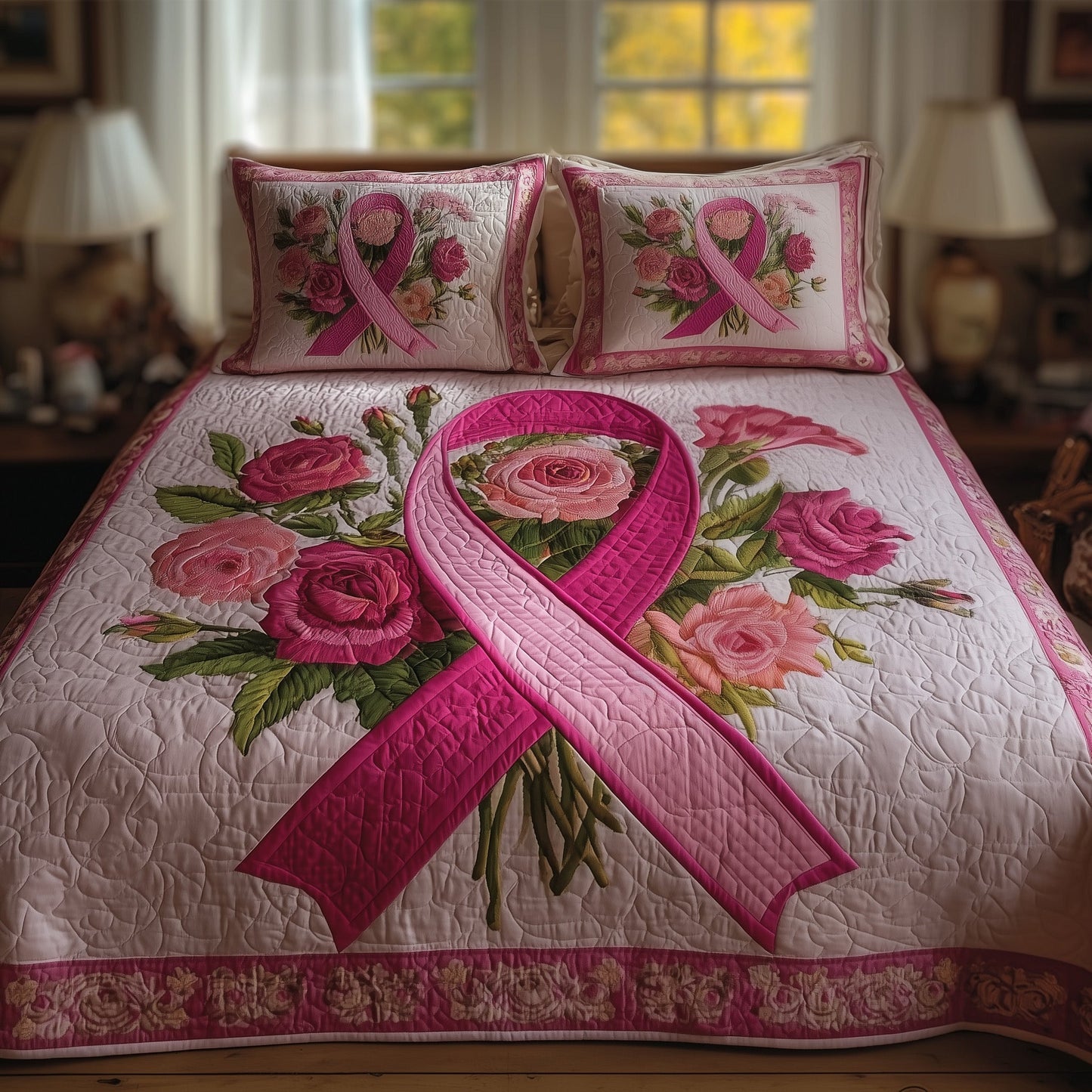 Breast Cancer 3-Piece Quilted Bedding Set GFTOMA2059