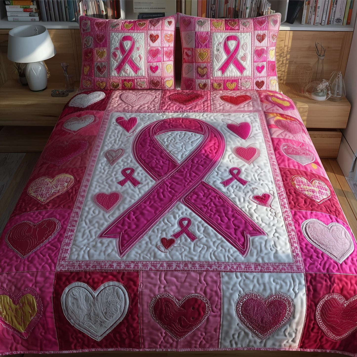 Breast Cancer 3-Piece Quilted Bedding Set GFTOMA2061