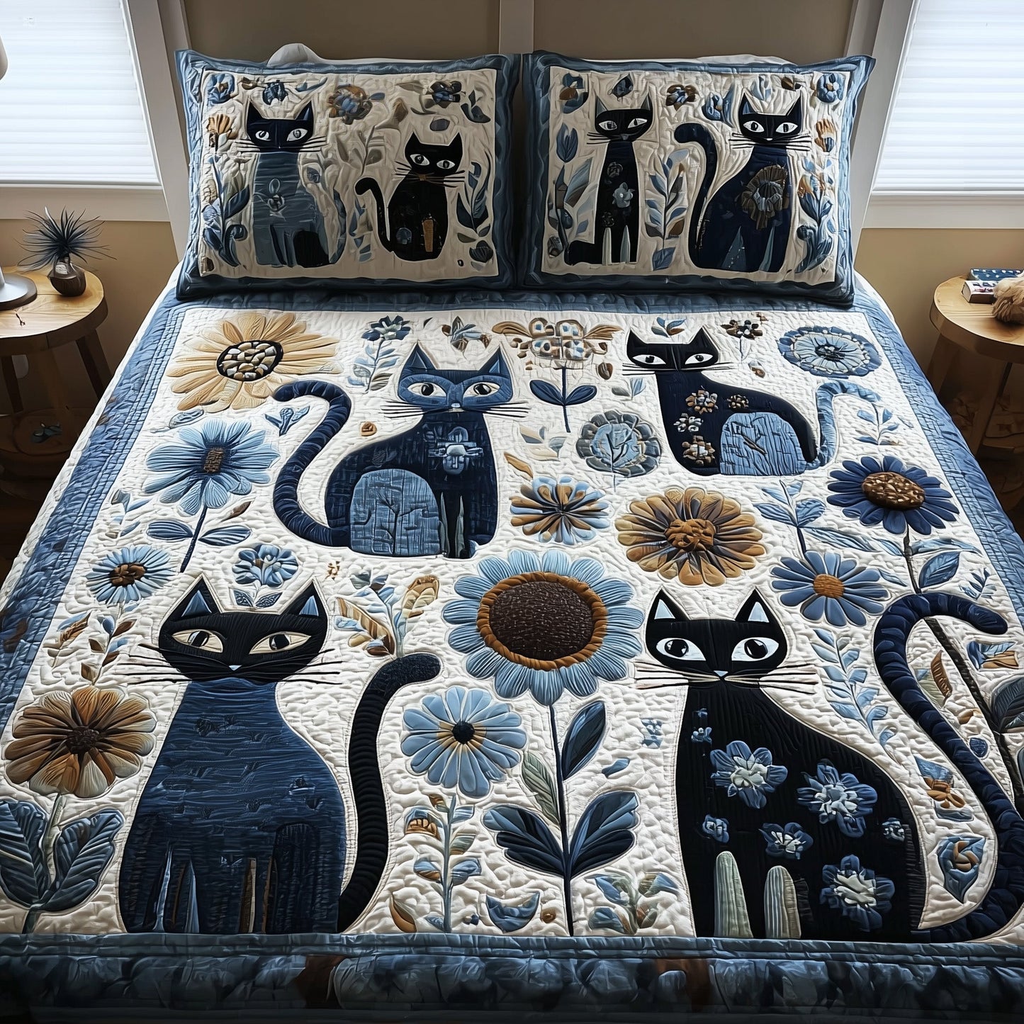 Cat 3-Piece Quilted Bedding Set GFTOMA2064