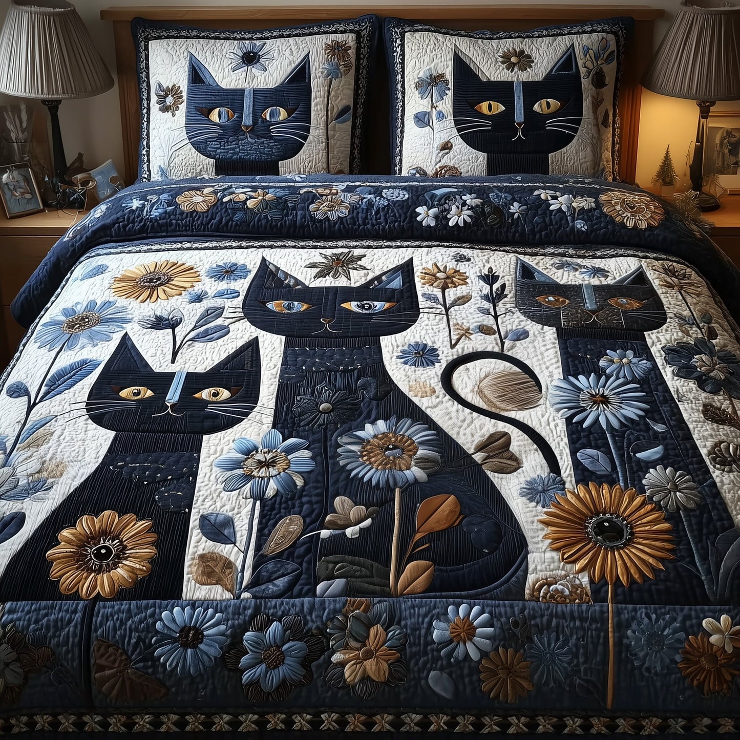 Cat 3-Piece Quilted Bedding Set GFTOMA2066