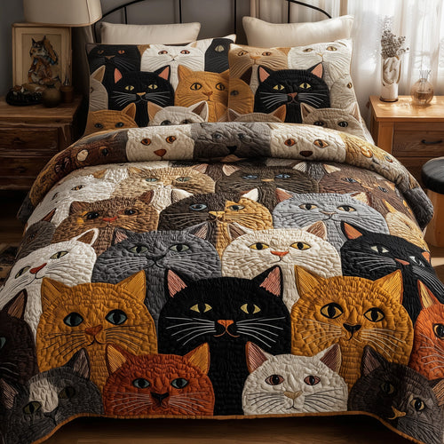 Cat 3-Piece Quilted Bedding Set GFTOMA2067
