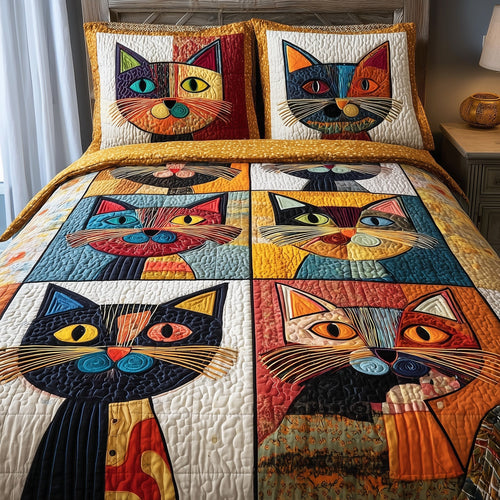 Cat 3-Piece Quilted Bedding Set GFTOMA2068